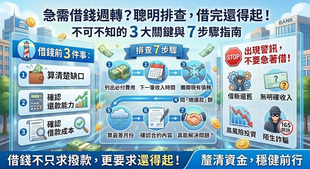 借錢週轉怎麼辦?先看資金缺口、借款成本與7步驟安全排查指南